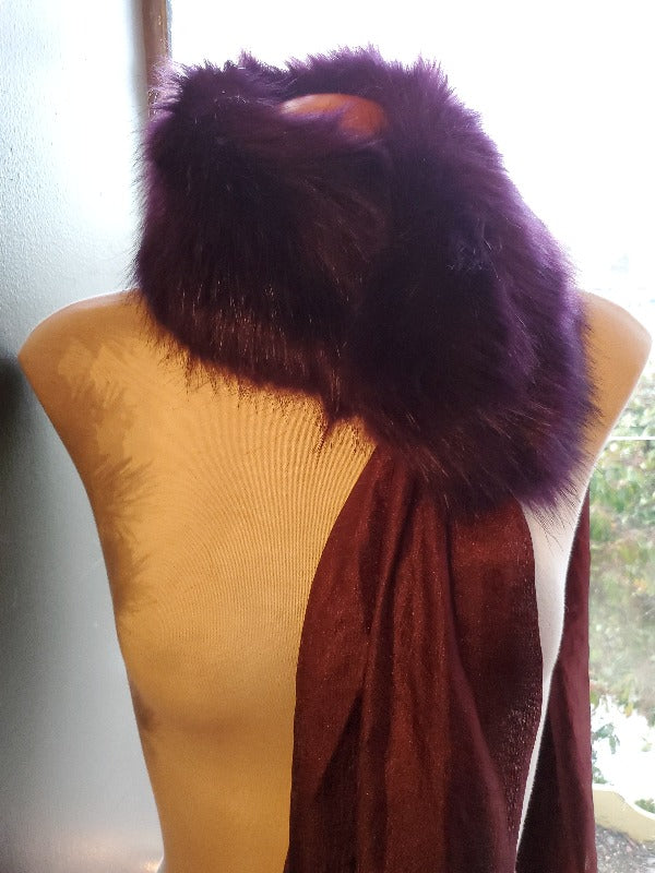 Aubergine Faux Fur Collar Scarf - FrouFrou Couture