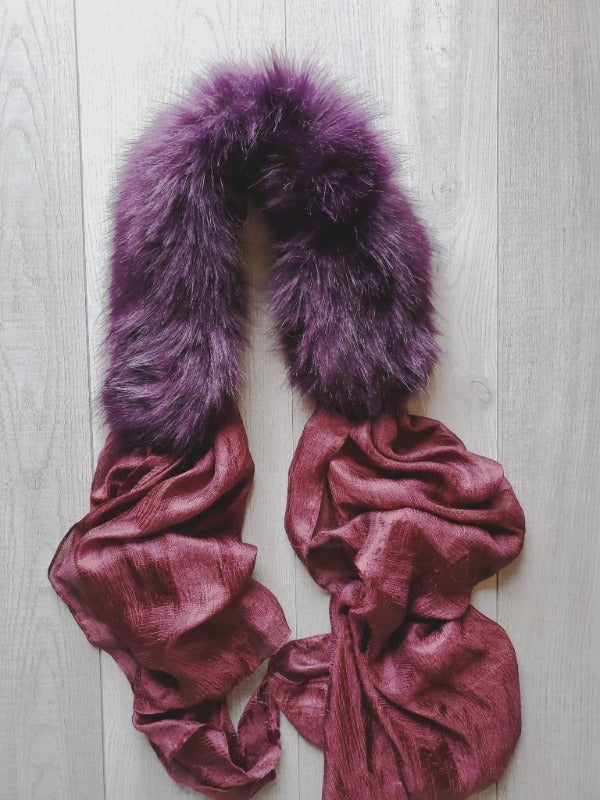 Aubergine Faux Fur Collar Scarf - FrouFrou Couture