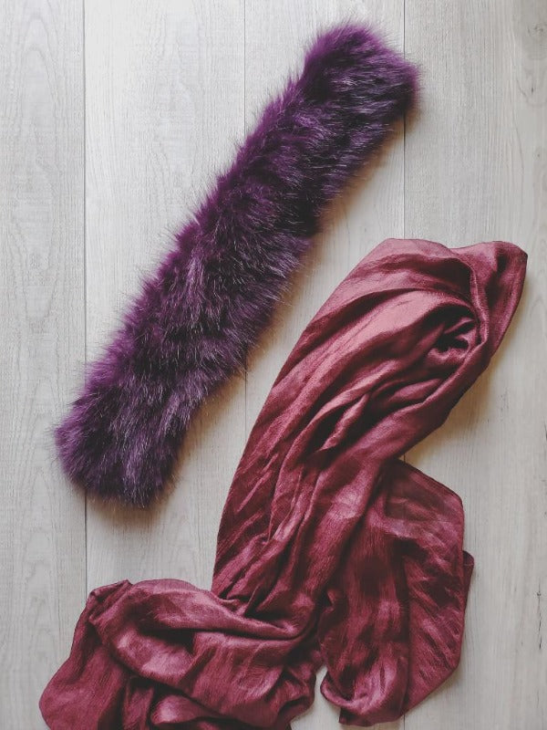Aubergine Faux Fur Collar Scarf - FrouFrou Couture