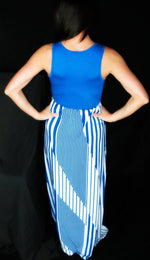 STRIPED BLUE DRESS - FrouFrou Couture