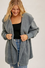 Faux fur plush hooded jackets with pockets - Assorted colors