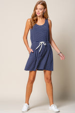 Navy Striped Open Back Dress - FrouFrou Couture