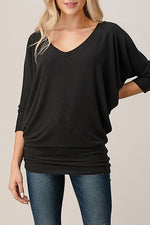 Brushed Hacci Dolman Sleeve Top - Black - 2710BR