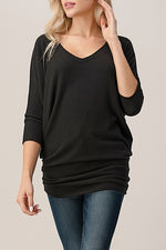 Brushed Hacci Dolman Sleeve Top - Black - 2710BR