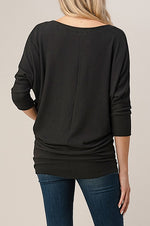 Brushed Hacci Dolman Sleeve Top - Black - 2710BR