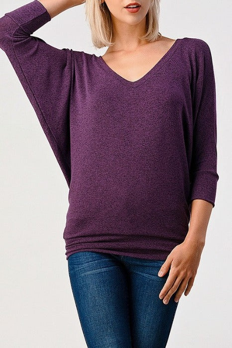 Hacci Knit Dolman Sleeve Tops - 2710