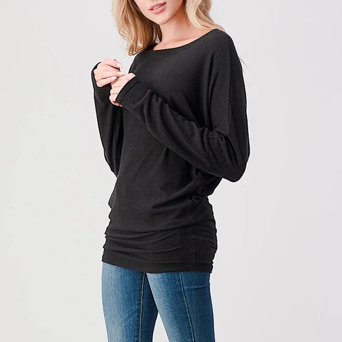 Brushed Hacci Dolman Sleeve Tops - 2739