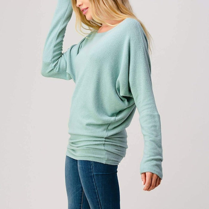 Brushed Hacci Dolman Sleeve Tops - 2739