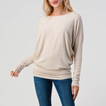 Brushed Hacci Dolman Sleeve Tops - 2739