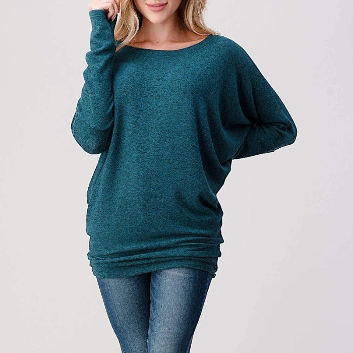 Brushed Hacci Dolman Sleeve Tops - 2739