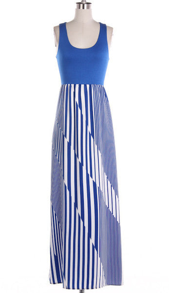 STRIPED BLUE DRESS - FrouFrou Couture