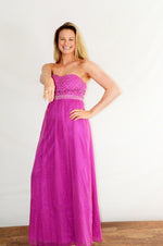 Bandeau Maxi Dress with Beaded Bodice - FrouFrou Couture