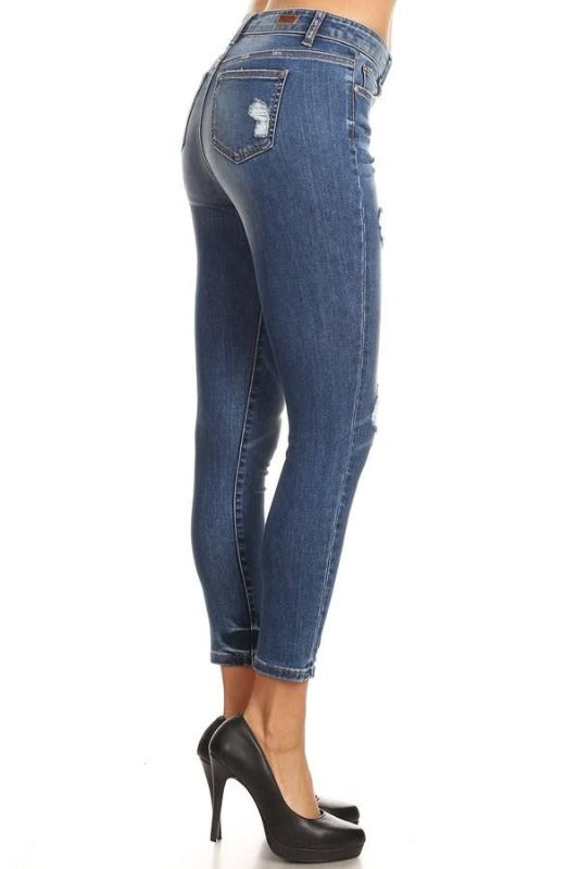 Chewed Hem Stretchy Soft Ankle Skinny Jeans - EP3086 - FrouFrou Couture