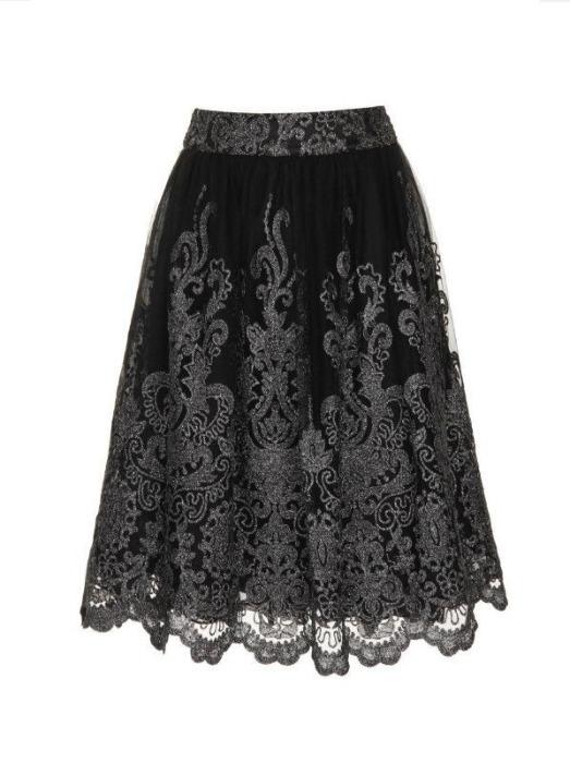 Black Baroque Style Midi Skirt - FrouFrou Couture