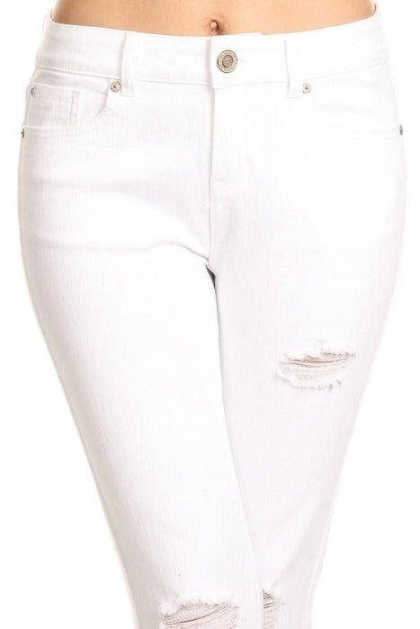 Cropped White Skinny Jeans - FrouFrou Couture