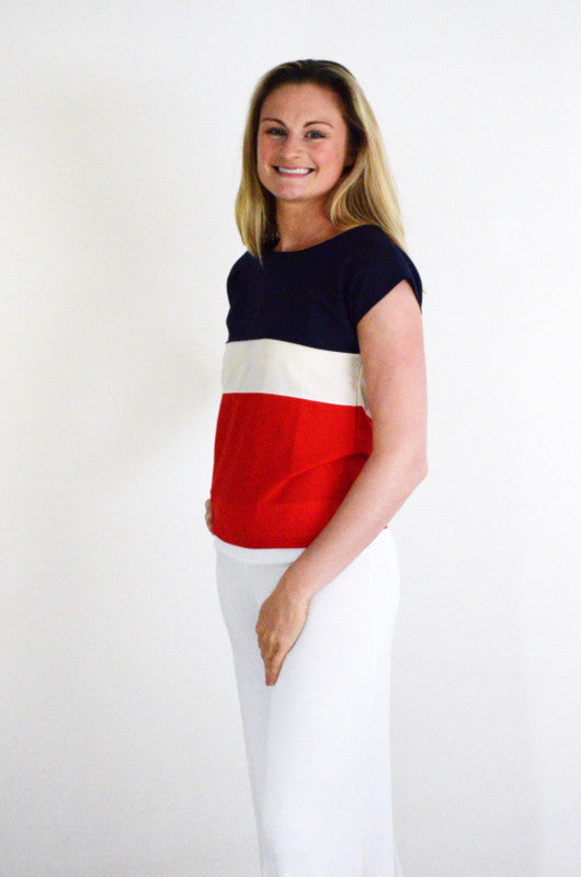 Chiffon Striped Short Sleeve Blouse - FrouFrou Couture