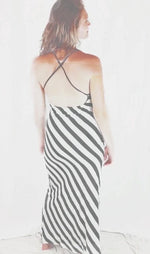 Open Back Striped Maxi Dress - FrouFrou Couture