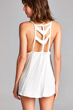 Ivory Tank with Chevron Back Detail - FrouFrou Couture
