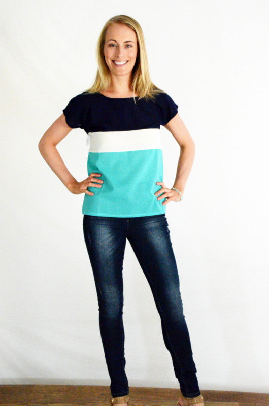 Chiffon Striped Short Sleeve Blouse - FrouFrou Couture