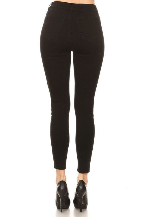 Black High Rise Cropped Skinny Jeans - EP3035 - FrouFrou Couture