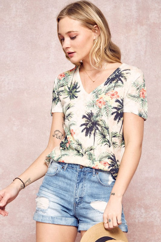 Floral palm tree print top - FrouFrou Couture