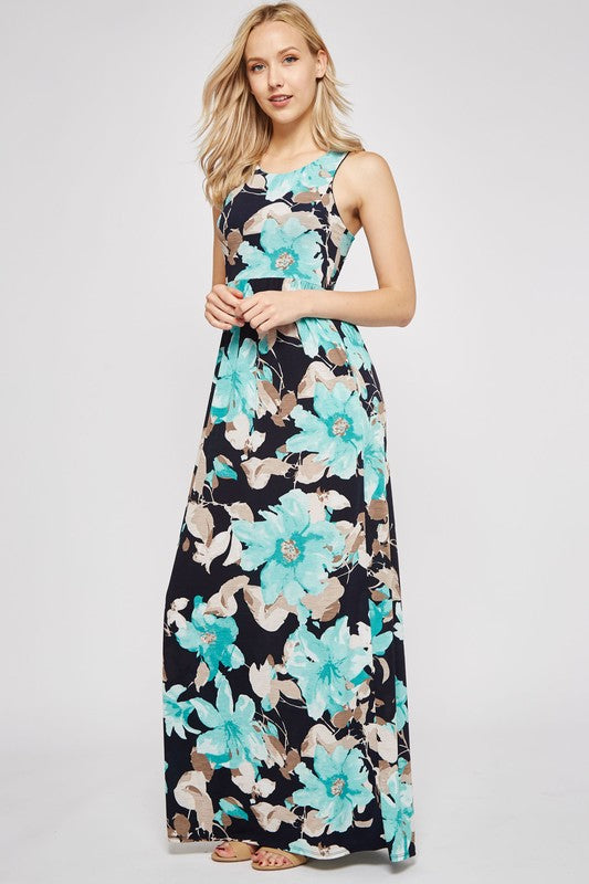 Floral Print Mint Maxi Dress - FrouFrou Couture