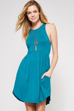 Solid Racerback Pocket Dress -  Jade - FrouFrou Couture