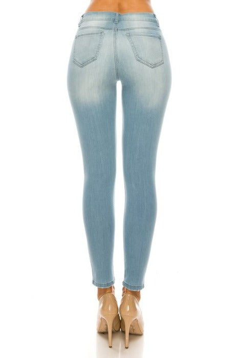 Premium Modal Distressed Skinny Jeans - light wash - FrouFrou Couture