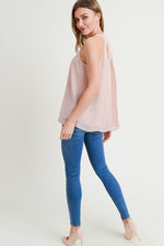 Blush High Neck Pleated Tank - FrouFrou Couture