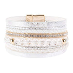 Multiline Leather Metallic Bracelet