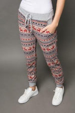 Reindeer Print Jogger Pants with Pockets - FrouFrou Couture