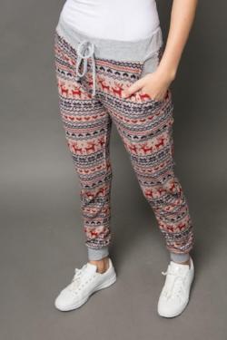 Reindeer Print Jogger Pants with Pockets - FrouFrou Couture