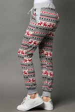 Reindeer Print Jogger Pants with Pockets - FrouFrou Couture