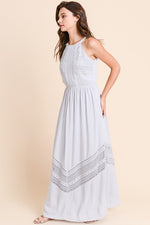 Long Maxi Dress with Crochet Trim - FrouFrou Couture