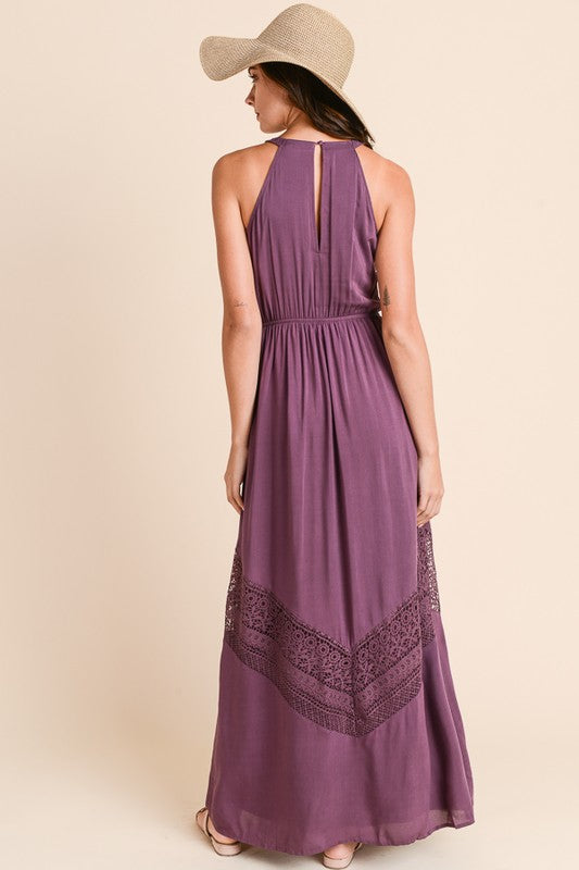 Long Maxi Dress with Crochet Trim - FrouFrou Couture