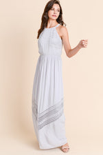 Long Maxi Dress with Crochet Trim - FrouFrou Couture