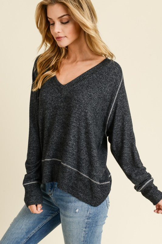 Ultra Soft V Neck Long Sleeve Sweater - FrouFrou Couture