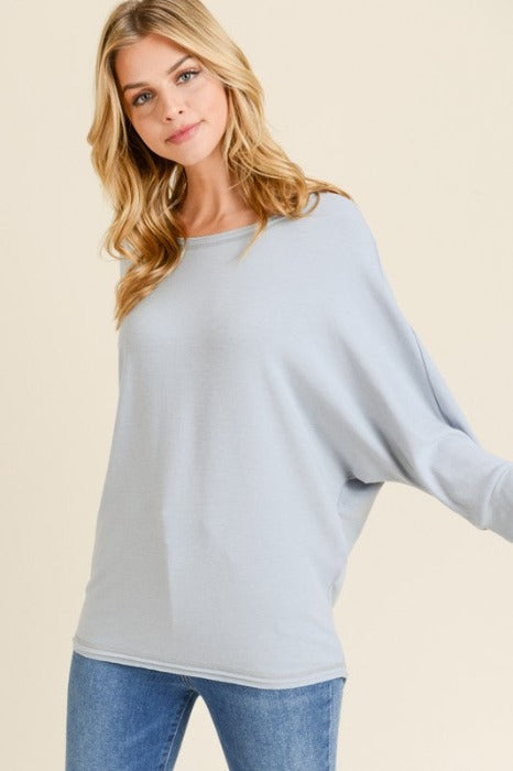 Cool Grey French Terry Dolman Top - FrouFrou Couture
