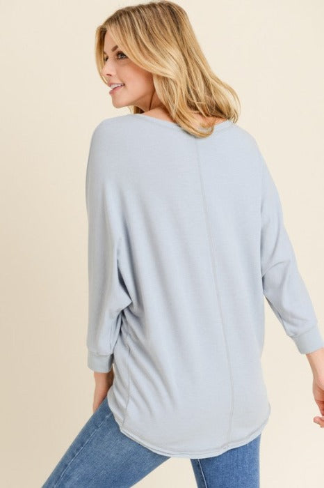 Cool Grey French Terry Dolman Top - FrouFrou Couture