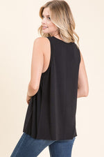 Soft Black Crew Neck Sleeveless Top