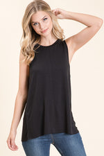 Soft Black Crew Neck Sleeveless Top