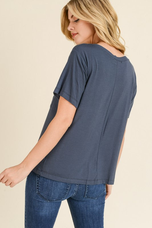 Modal V Neck Tee- Charcoal - FrouFrou Couture