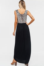 Cheetah Print and Solid Maxi Dress - FrouFrou Couture