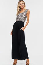 Cheetah Print and Solid Maxi Dress - FrouFrou Couture