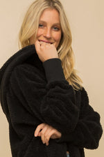 Faux fur plush hooded jackets with pockets - Assorted colors