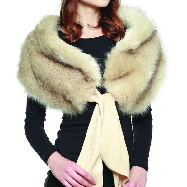 Faux Fur Shawl with Scarf Tie - FrouFrou Couture