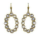 Catherine Popesco Oval Gold & Crystal Hoop Earrings - FrouFrou Couture