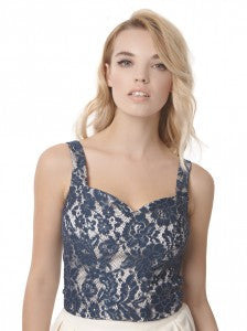 Embroidered Lace Bodice Crop Top - FrouFrou Couture