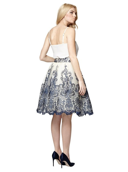 Navy Baroque Style Midi Skirt - FrouFrou Couture