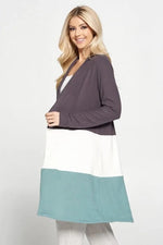 Renee - Color Block Open Front Cardigan - Made in USA